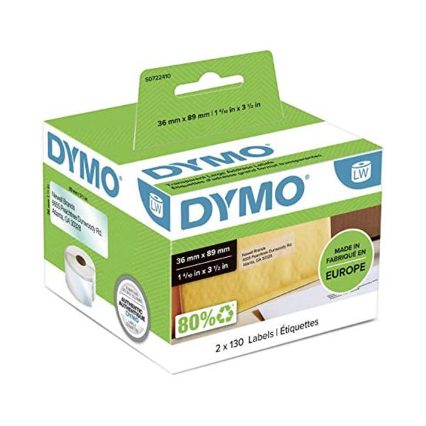 Picture of DYMO 99013 Transparent Labels 36mm X 89mm - 260 Labels